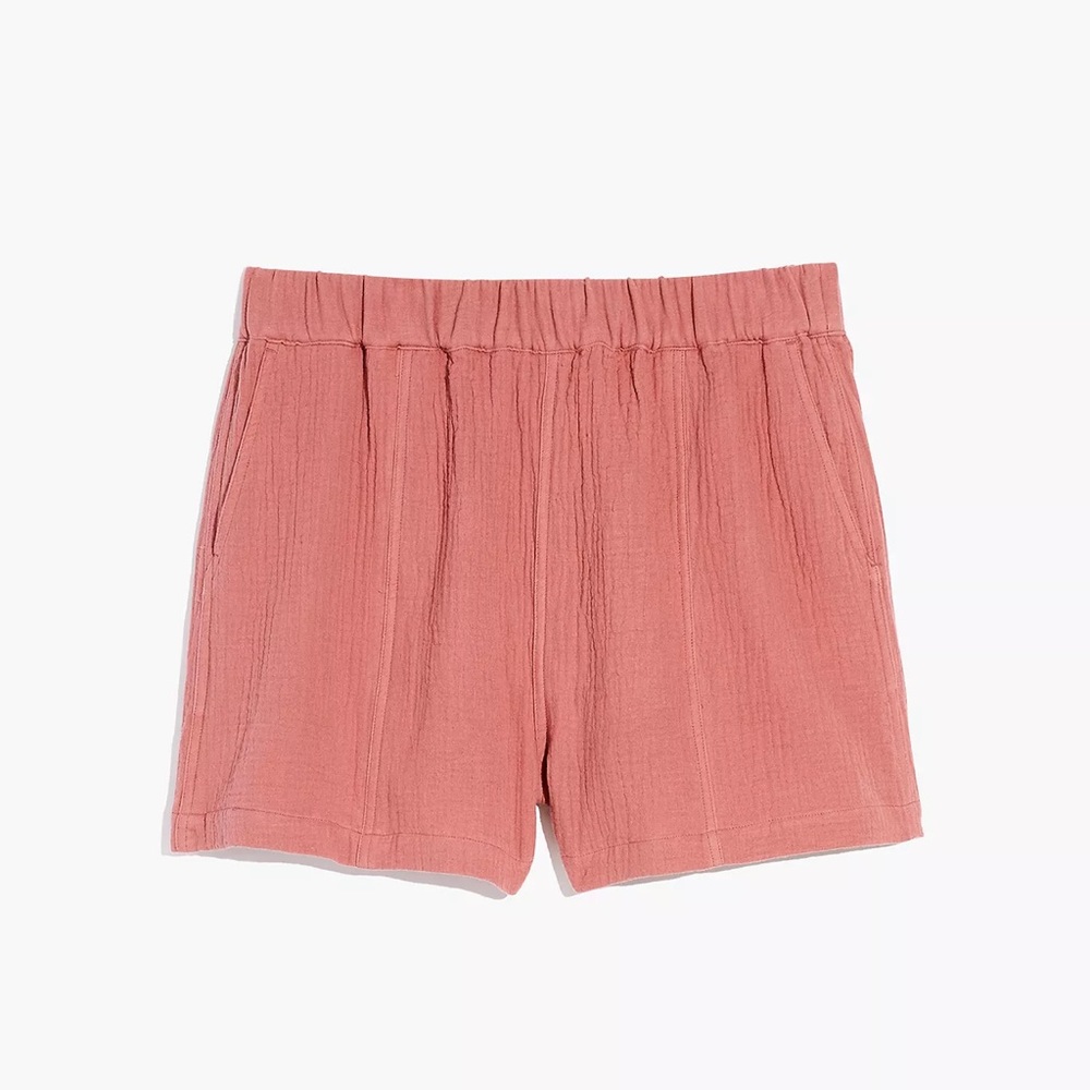 NWOT Madewell 100% Cotton High Waisted Pull on Coral Shorts